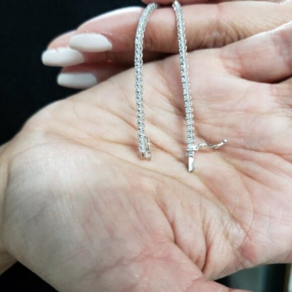 14Kt Gold 4.11 Ct 17-inch Lab Grown Teardrop Diamond Tennis Necklace - Picture 6 of 6